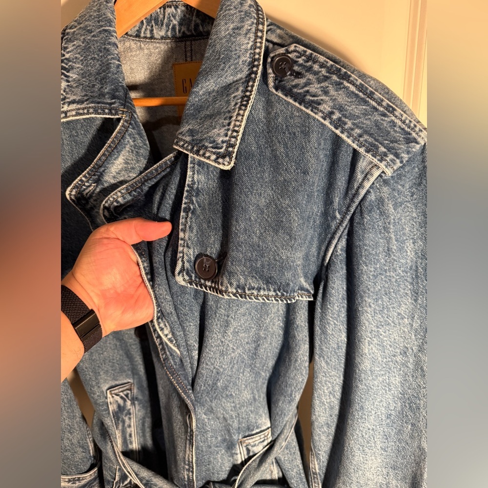 GAP - Longline Denim Trench Coat - XXL TALL, Light Blue - Picture 15 of 17